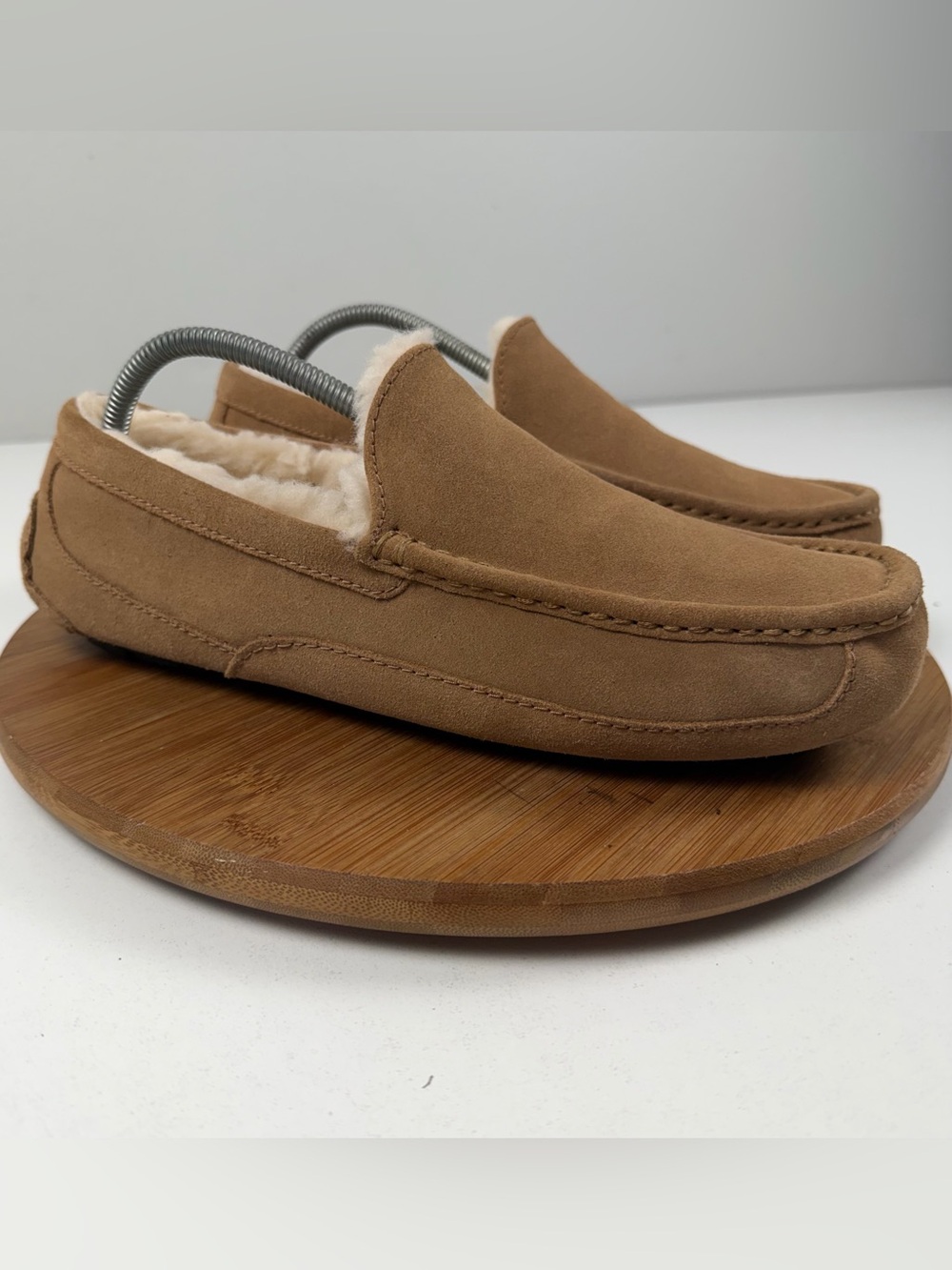 UGG Men’s Ascot Chestnut Suede Shearling-Lined Slip-On Loafers